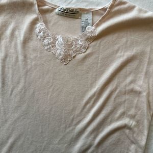 Carolyn Taylor Women’s Sleeveless Blouse‎ Vintage Sz L Pink T-shirt Lace Casual